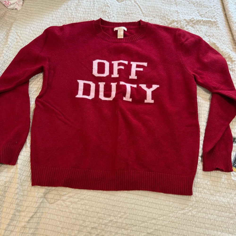 F21 OFF DUTY Red Crew Neck Sweater medium